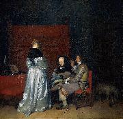 Gerard ter Borch the Younger Three Figures conversing in an Interior, known as The Paternal Admonition Sweden oil painting artist
